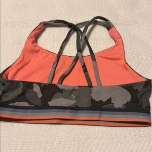 Coral and Gray Strappy Sports Bra Athleta girl 12 L